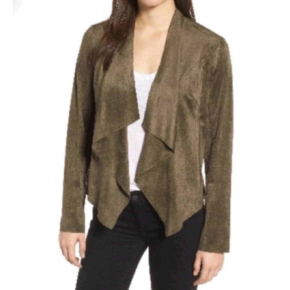 KUT from the Kloth Tayanita Faux/Vegan Suede Drape Jacket Green  Size M